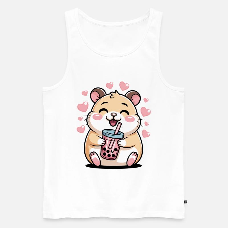 Kawaii Bubble Tee Hamster Boba Tee - Männer Premium Bio Tank Top - Weiß
