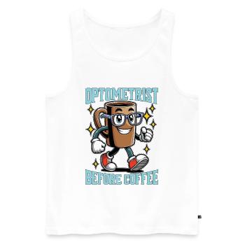 Optométriste Avant le café Ophtalmologiste Amateur de café - Débardeur bio Premium Homme - blanc - Devant - Michal (187cm)
