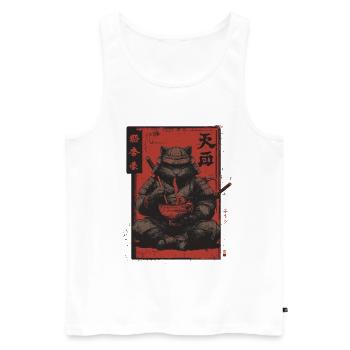 Samurai Cat Ramen Japan Streetwear Design - Men's Premium Organic Tank Top - white - Front - Michal (187cm)