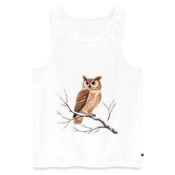 Winter Eulenblick auf Schneezweig - Männer Premium Bio Tank Top - Weiß - Vorne - AI Model Male 178 light (178cm)
