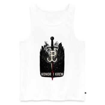 Honor i Krew Art de la résistance polonaise - Débardeur bio Premium Homme - blanc - Devant - AI Model Male 178 light (178cm)