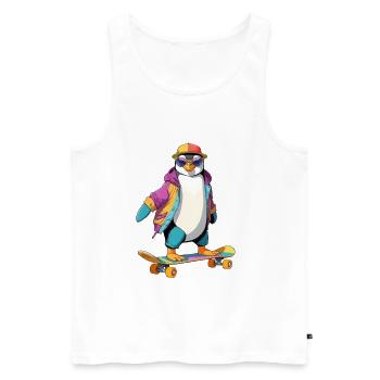 Pinguin Skateboard Neonlook - Männer Premium Bio Tank Top - Weiß - Vorne - AI Model Male 178 light (178cm)