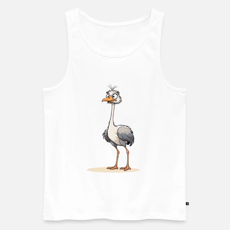 Neugieriger Straussvogel mit Blitzblick - Männer Premium Bio Tank Top - Weiß