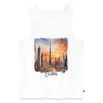 Aquarelle de Dubaï, Dubaï Émirats - Débardeur bio Premium Homme - blanc - Devant - Michal (187cm)