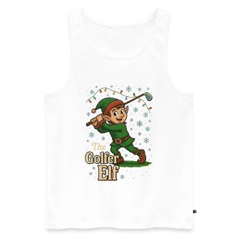 The Golfer Elf Funny Golf Player Design - Men's Premium Organic Tank Top - white - Front - AI Model Male 178 light (178cm)