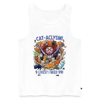 Crazy Cats Woman - CAT-ACLYSM! - Men's Premium Organic Tank Top - white - Front - Michal (187cm)