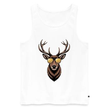Hirsch mit Geweih und Sonnenbrille - Männer Premium Bio Tank Top - Weiß - Vorne - AI Model Male 178 light (178cm)