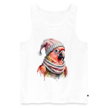 Winterparrot mit Wollmütze und Schal - Männer Premium Bio Tank Top - Weiß - Vorne - Michal (187cm)