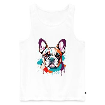 Pop Art Bulldog Color Festival - Men's Premium Organic Tank Top - white - Front - AI Model Male 178 light (178cm)