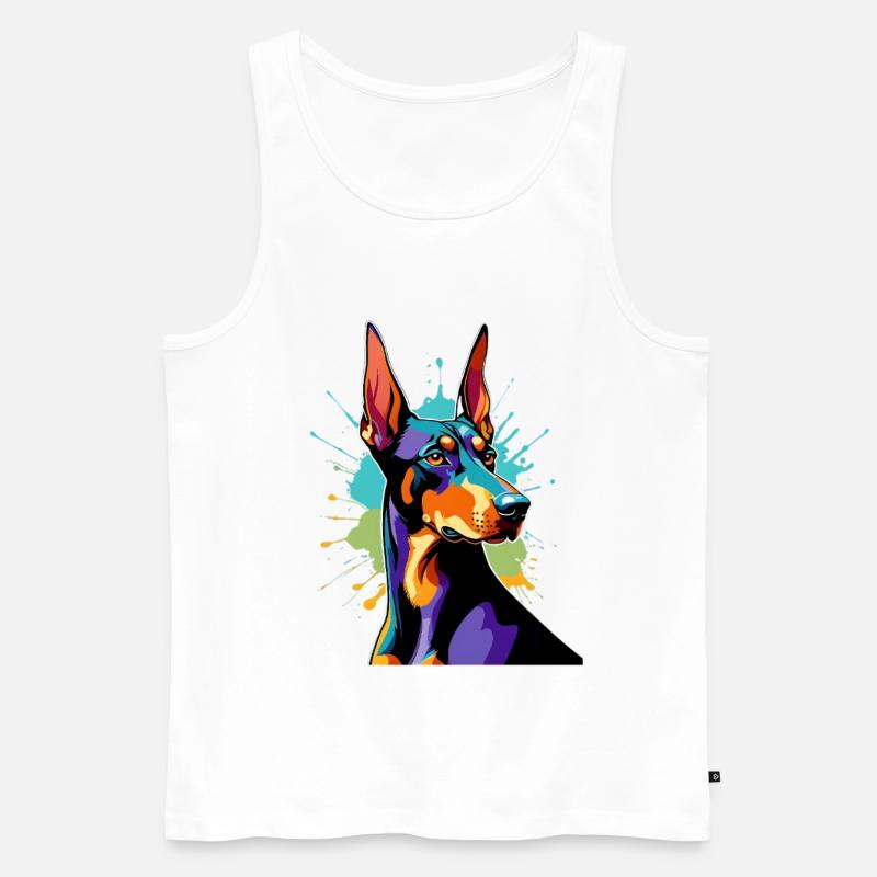 Farbexplosion Dobermann - Männer Premium Bio Tank Top - Weiß