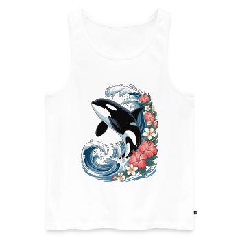 Orca in tropical waves - Men's Premium Organic Tank Top - white - Front - AI Model Male 178 light (178cm)