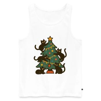 Christmas Cats Around The Xmas Tree Holiday - Men's Premium Organic Tank Top - white - Front - Michal (187cm)