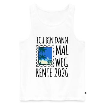 Je serai parti | Rente 2026 - Pension - Débardeur bio Premium Homme - blanc - Devant - Michal (187cm)