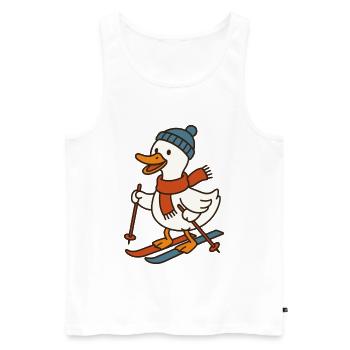 Funny Duck Skiing Christmas Holiday Fun - Men's Premium Organic Tank Top - white - Front - Michal (187cm)