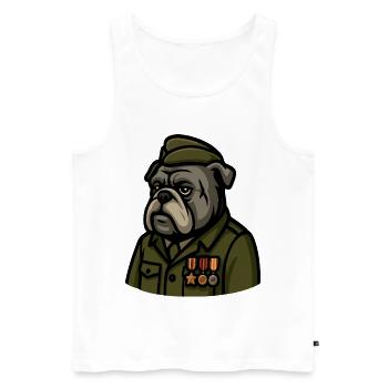 Bulldogge Veteran mit Medaillen Militär Maskottchen Kunst - Männer Premium Bio Tank Top - Weiß - Vorne - AI Model Male 178 light (178cm)
