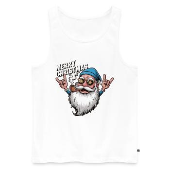 Merry Christmas Rocker Santa mit Pfeife Shirt - Männer Premium Bio Tank Top - Weiß - Vorne - Michal (187cm)