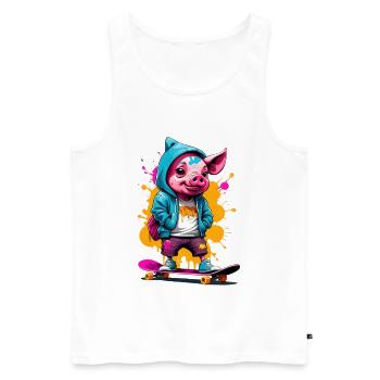 Pig Skate Streetwear Splash - Men's Premium Organic Tank Top - white - Front - AI Model Male 178 light (178cm)