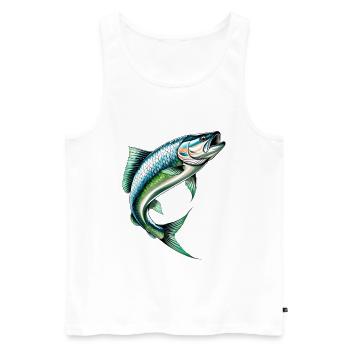 Jumping perch in green-blue - Men's Premium Organic Tank Top - white - Front - Michal (187cm)