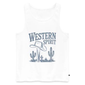 Western Spirit – Vintage Cowboy - Men's Premium Organic Tank Top - white - Front - AI Model Male 178 light (178cm)
