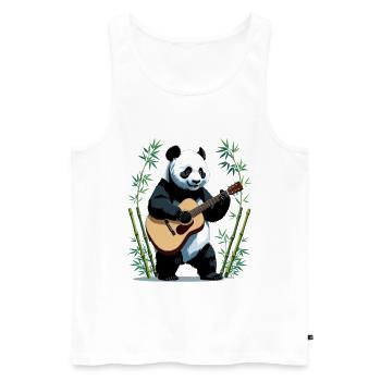 Panda guitarist in the bamboo forest - Men's Premium Organic Tank Top - white - Front - AI Model Male 178 light (178cm)
