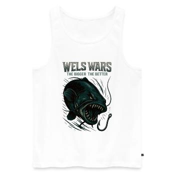 Wels Wars The Bigger The Better - Men's Premium Organic Tank Top - white - Front - Michal (187cm)