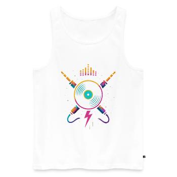 Vinyle arc-en-ciel néon, son rave joyeuse - Débardeur bio Premium Homme - blanc - Devant - Michal (187cm)