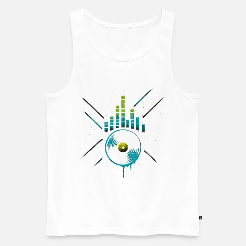 Neon Vinyl Equalizer, Club Techno Beats - Männer Premium Bio Tank Top - Weiß