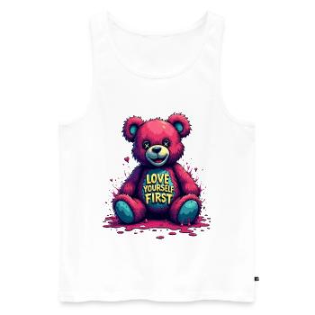 Love Yourself First Teddy Bear Graffiti - Men's Premium Organic Tank Top - white - Front - Michal (187cm)