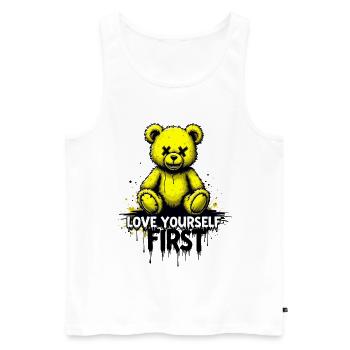 Love Yourself First Teddy Bear Graffiti - Men's Premium Organic Tank Top - white - Front - Michal (187cm)