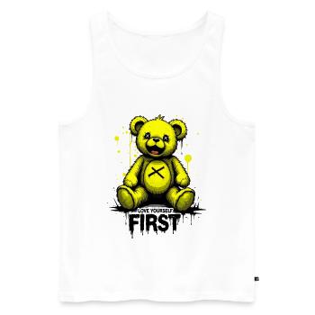Love Yourself First Teddy Bear Graffiti - Men's Premium Organic Tank Top - white - Front - Michal (187cm)