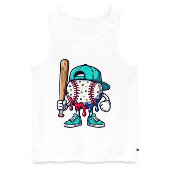 Schmelzendes Baseball-Maskottchen mit Schläger - Männer Premium Bio Tank Top - Weiß - Vorne - AI Model Male 178 light (178cm)