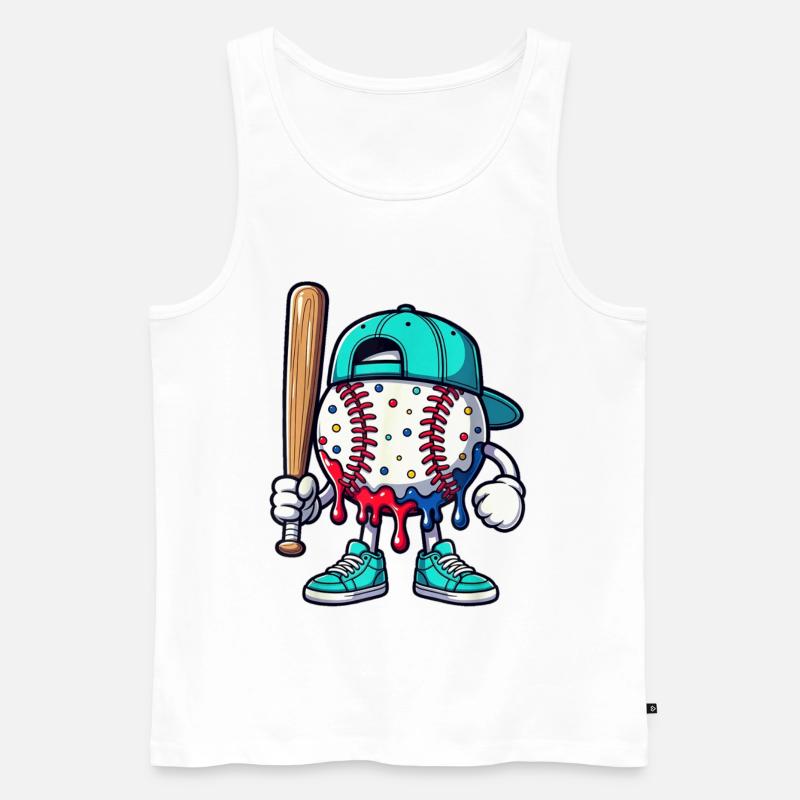Schmelzendes Baseball-Maskottchen mit Schläger - Männer Premium Bio Tank Top - Weiß
