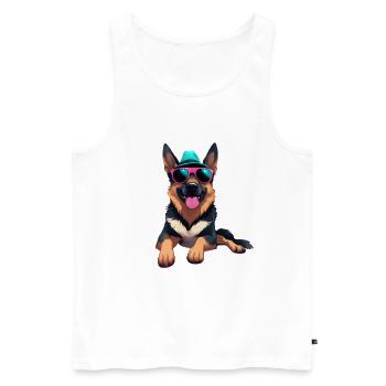 Sunglasses Shepherd Dog - Men's Premium Organic Tank Top - white - Front - AI Model Male 178 light (178cm)