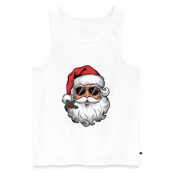 Père Noël avec des lunettes de soleil et un baiser de Noël - Débardeur bio Premium Homme - blanc - Devant - AI Model Male 178 light (178cm)