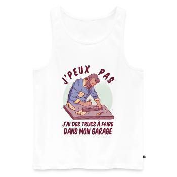 Ich kann nicht Garagenhumor DIY machen - Männer Premium Bio Tank Top - Weiß - Vorne - AI Model Male 178 light (178cm)