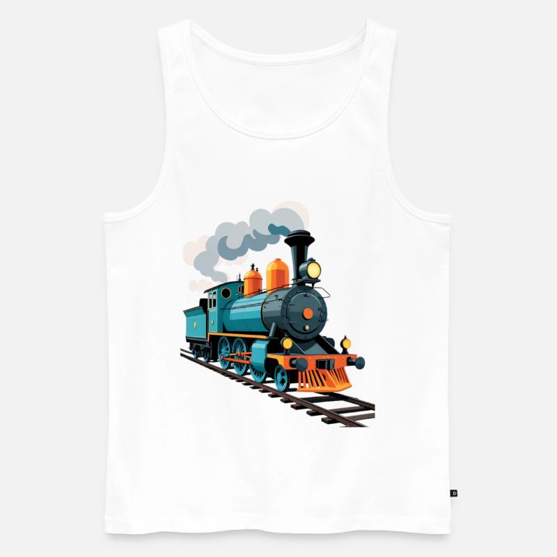 Dampflok Farbexplosion - Männer Premium Bio Tank Top - Weiß