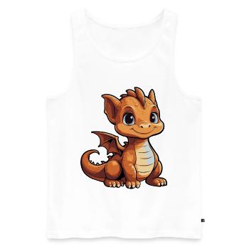 Kleiner Cartoon-Drache - Männer Premium Bio Tank Top - Weiß - Vorne - Michal (187cm)