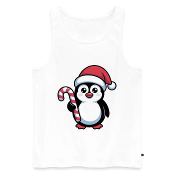 Père Noël pingouin avec une canne d’orge d’orge - Débardeur bio Premium Homme - blanc - Devant - Michal (187cm)