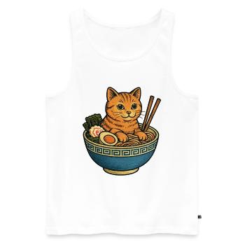 Chat drôle dans un bol de ramen Soupe de nouilles chats - Débardeur bio Premium Homme - blanc - Devant - Michal (187cm)