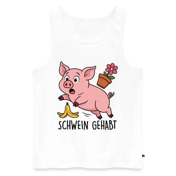 Schwein Gehabt - Männer Premium Bio Tank Top - Weiß - Vorne - Michal (187cm)