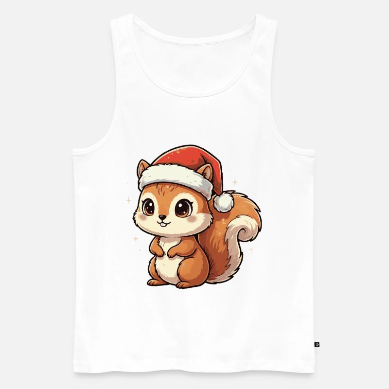 Weihnachts Eichhörnchen mit Santa Hut - Männer Premium Bio Tank Top - Weiß