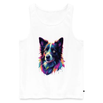 Colorful Dog Head Neon Palette - Men's Premium Organic Tank Top - white - Front - AI Model Male 178 light (178cm)