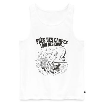 Near the Carp Far from the Idiots Fisherman Humor - Men's Premium Organic Tank Top - white - Front - Michal (187cm)