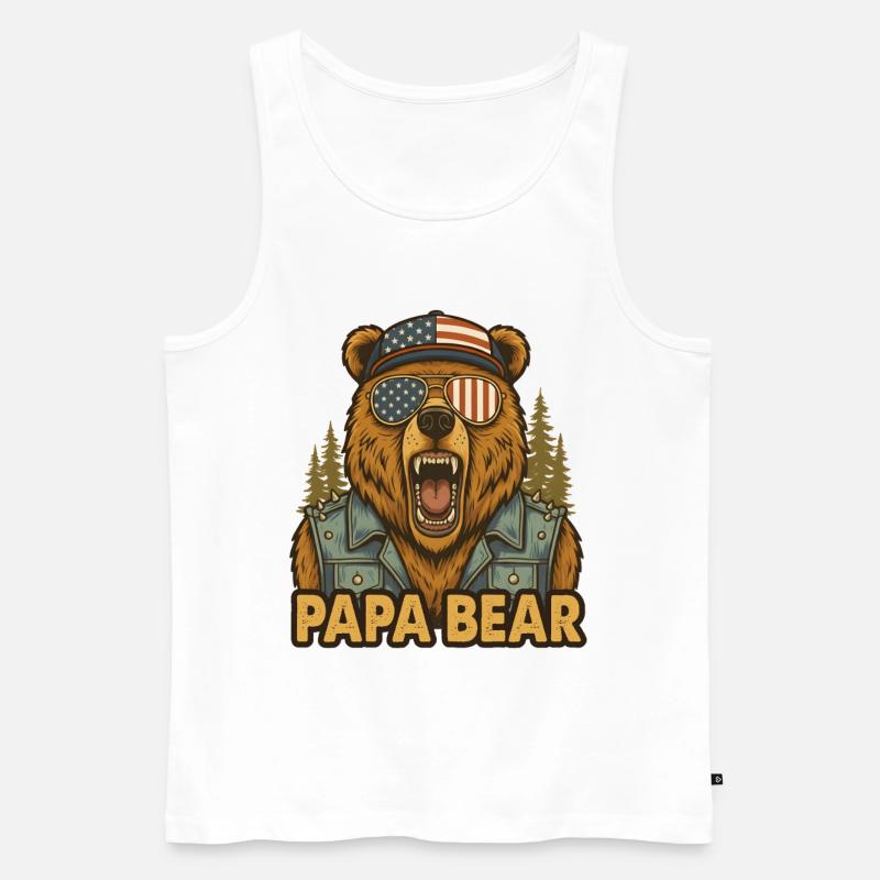 Papa Bear - Männer Premium Bio Tank Top - Weiß