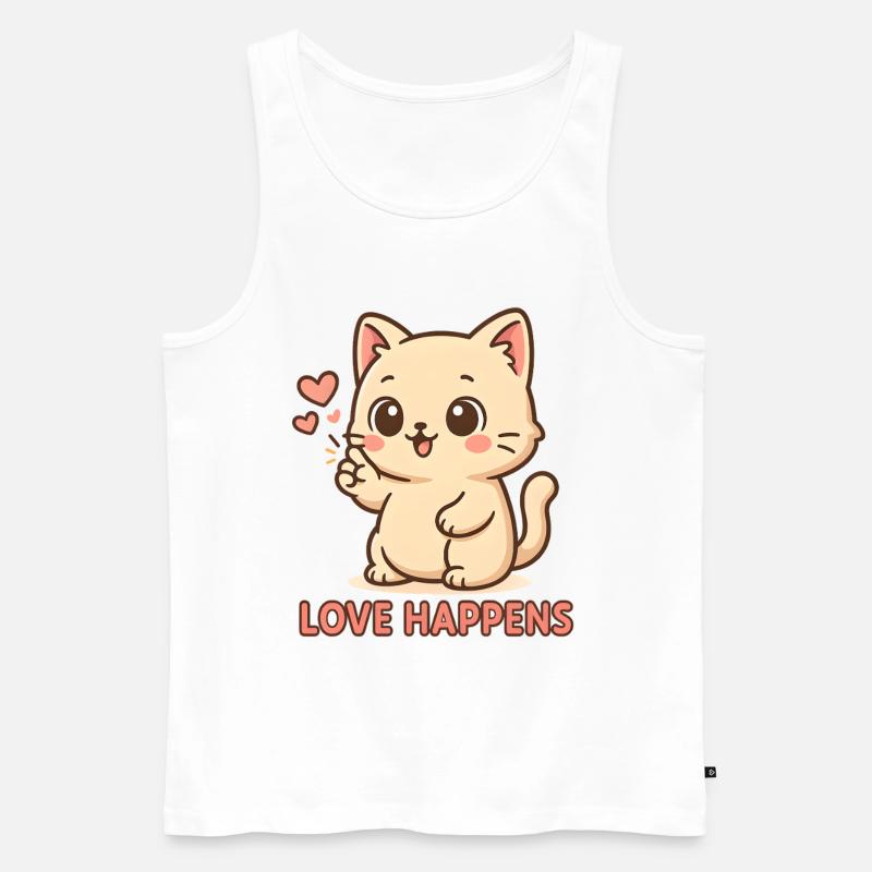 Liebe geschieht: Kätzchen mit Herz - Männer Premium Bio Tank Top - Weiß