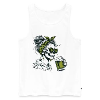 Shamrock Skeleton With Beer Funny Saint Patrick's - Men's Premium Organic Tank Top - white - Front - Michal (187cm)