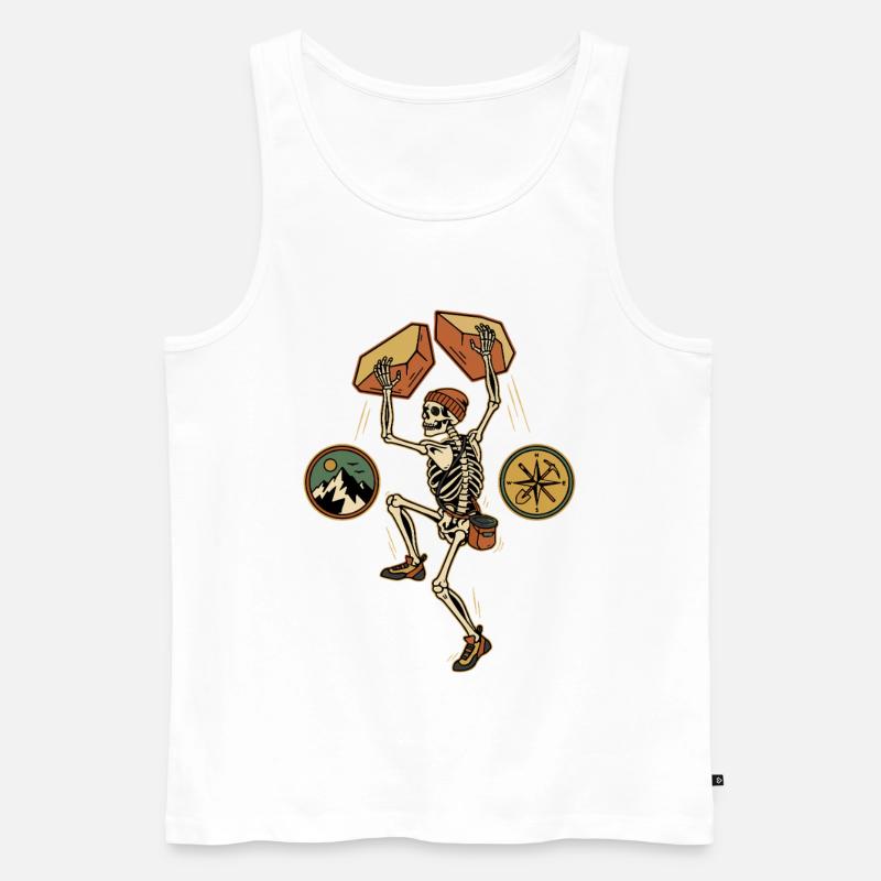 Skeleton Climber Adventure Mountains Kompass - Männer Premium Bio Tank Top - Weiß
