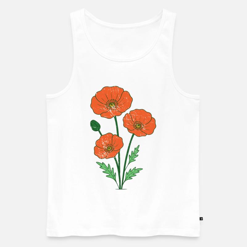 Orange Mohnblumen botanische Illustration - Männer Premium Bio Tank Top - Weiß