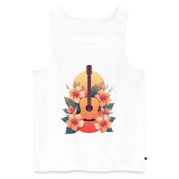 Illustration de guitares florales avec fleurs tropicales - Débardeur bio Premium Homme - blanc - Devant - Michal (187cm)