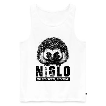 Hedgehog - NIGLO who rubs up against it gets stung, - Men's Premium Organic Tank Top - white - Front - AI Model Male 178 light (178cm)